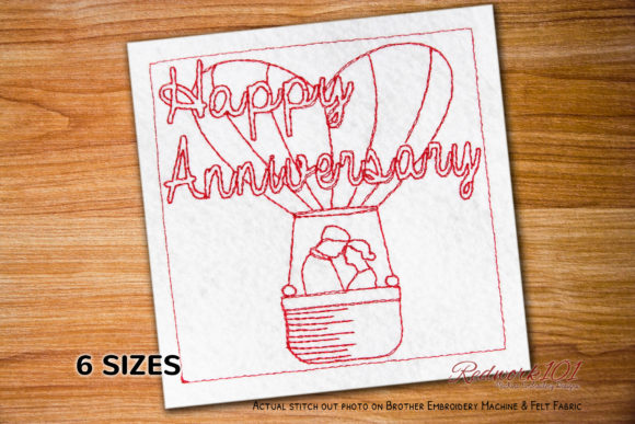 Couple in Hot Air Balloon Machine: A Romantic Embroidery Pick