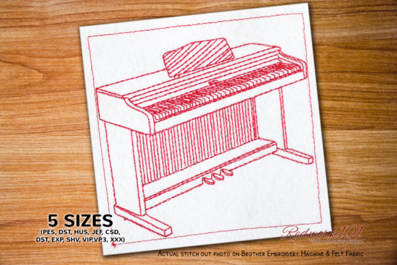 Digital Piano Redwork: A Touch of Musical Charm for Personalized Gifts