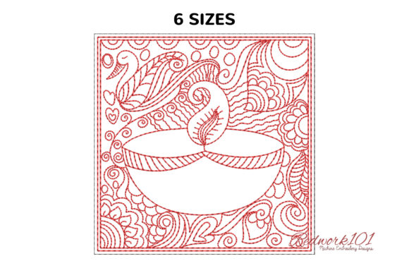 Diwali Deep Design Redwork Design Review