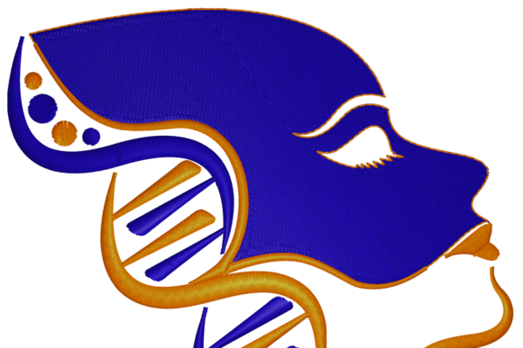 Face with DNA Hair: A Unique Embroidery Design for Craft Fair Appeal