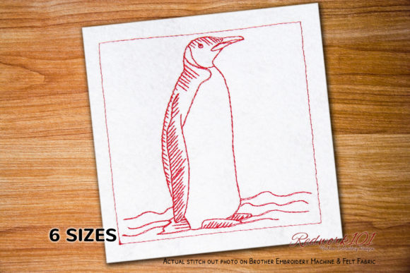 Penguin on Snow Redwork: A Designer’s Take for Apparel Embroidery
