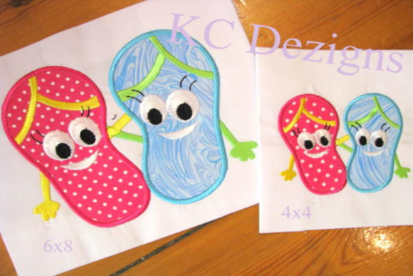 Smiley Flip Flops: A Bright Embroidery Design for Beach-Themed Craft Sales