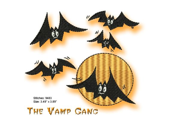 Vamps Moon: A Hauntingly Charming Halloween Embroidery Design