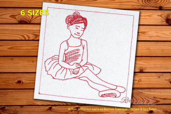 Young Beautiful Sitting Ballerina: A Charming Embroidery Choice for Personalized Gifts